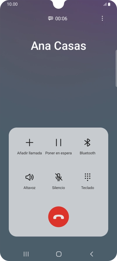 Pulsa el icono de finalizar llamada.