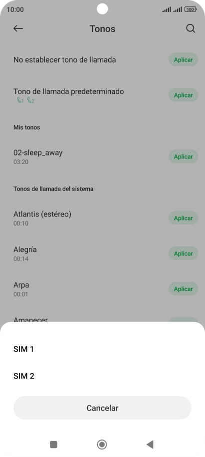 Pulsa la tarjeta SIM deseada.