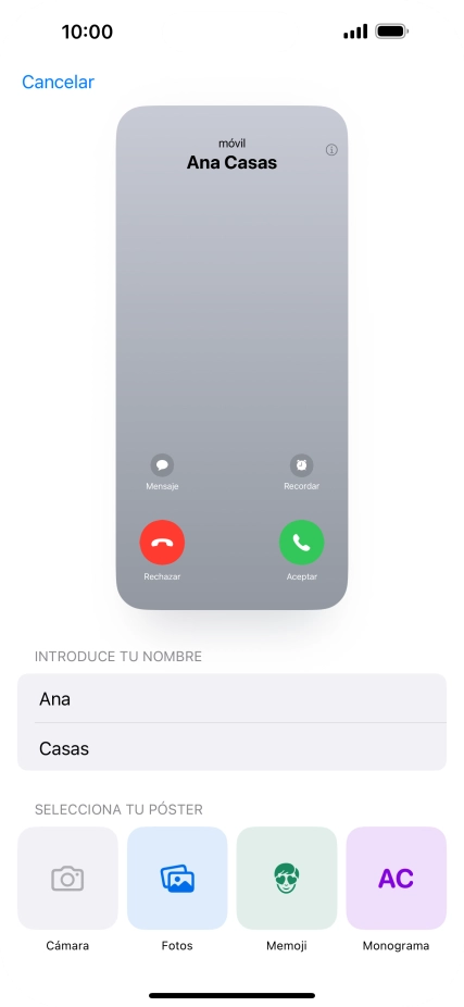 Pulsa una categoría y sigue las indicaciones de la pantalla para seleccionar y configurar la imagen o fotografía deseada para tu póster de contacto.