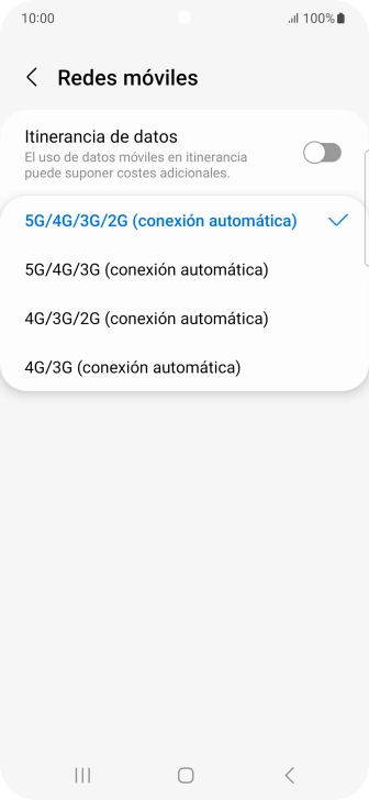 Pulsa el tipo de red deseado.