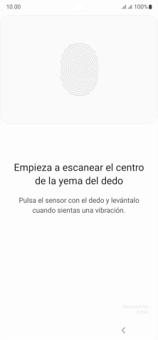 Sigue las indicaciones de la pantalla para crear una huella digital como código de seguridad.
