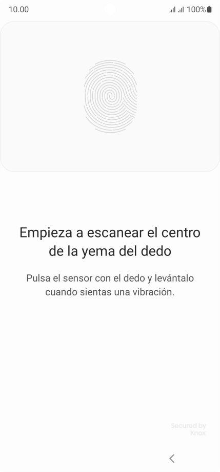 Sigue las indicaciones de la pantalla para crear una huella digital como código de seguridad.