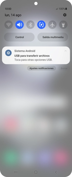 Pulsa Toca para otras opciones USB..