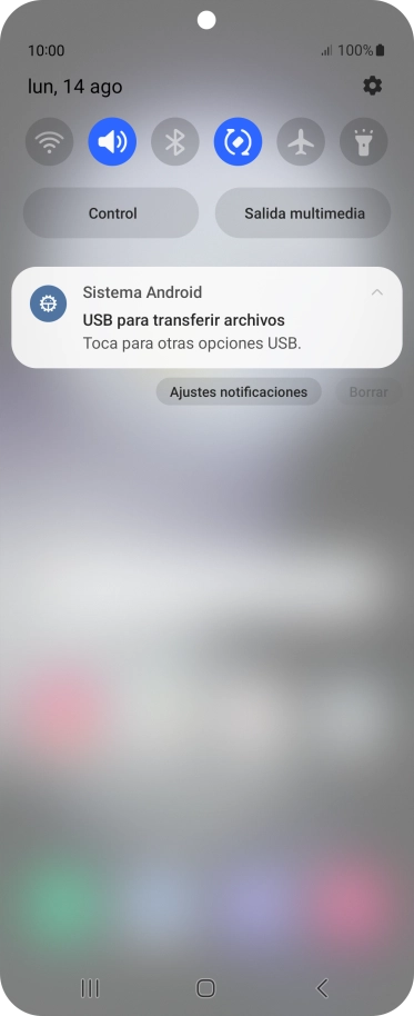 Pulsa Toca para otras opciones USB..