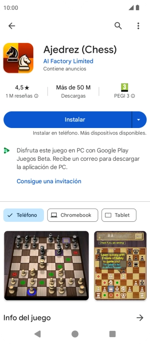 Pulsa Instalar y sigue las indicaciones de la pantalla para instalar la app.