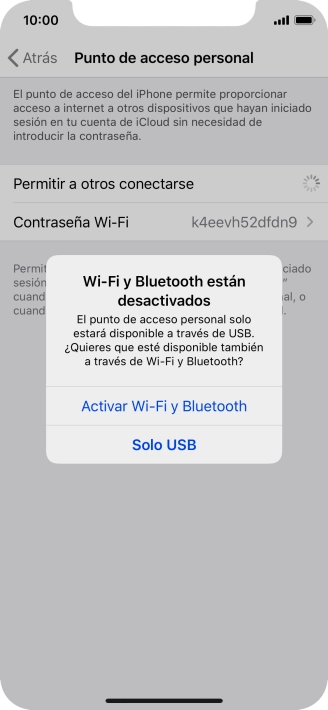 Si el wifi está desactivado, pulsa Activar Wi-Fi y Bluetooth.