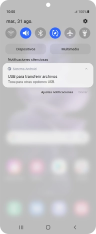 Pulsa Toca para otras opciones USB..