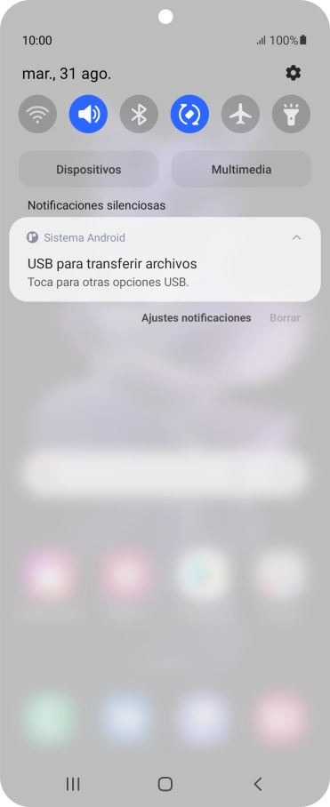 Pulsa Toca para otras opciones USB..