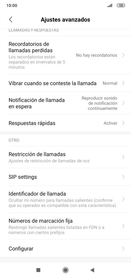 Pulsa Números de marcación fija.