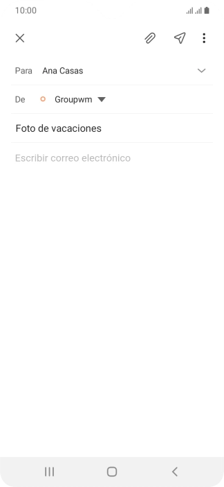 Pulsa en el campo de escritura  y escribe el texto del correo electrónico.