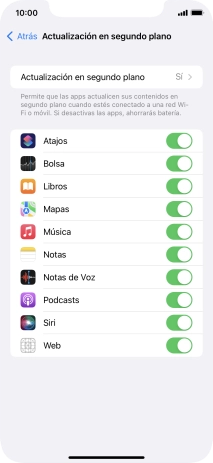 Pulsa Actualización en segundo plano.