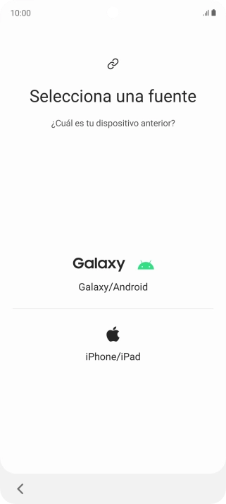 Pulsa el ajuste deseado y sigue las instrucciones de la pantalla para transferir el contenido del otro teléfono.