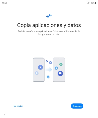 Pulsa No copiar y sigue las indicaciones de la pantalla para finalizar la activación del teléfono.