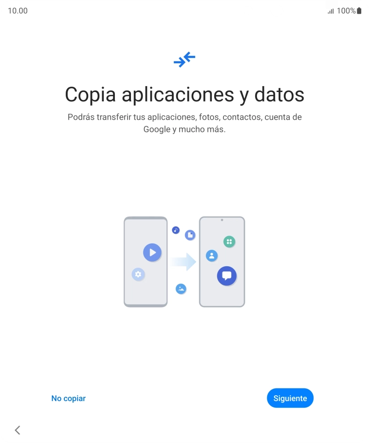 Pulsa No copiar y sigue las indicaciones de la pantalla para finalizar la activación del teléfono.