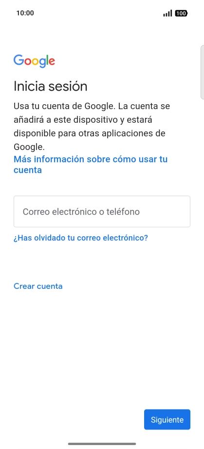 Si no tienes una cuenta de Google, pulsa Crear cuenta y sigue las indicaciones de la pantalla para ver cómo crear una cuenta nueva.