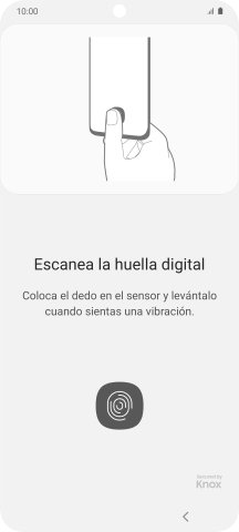 Sigue las indicaciones de la pantalla para crear una huella digital como código de seguridad.