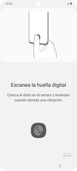 Sigue las indicaciones de la pantalla para crear una huella digital como código de seguridad.