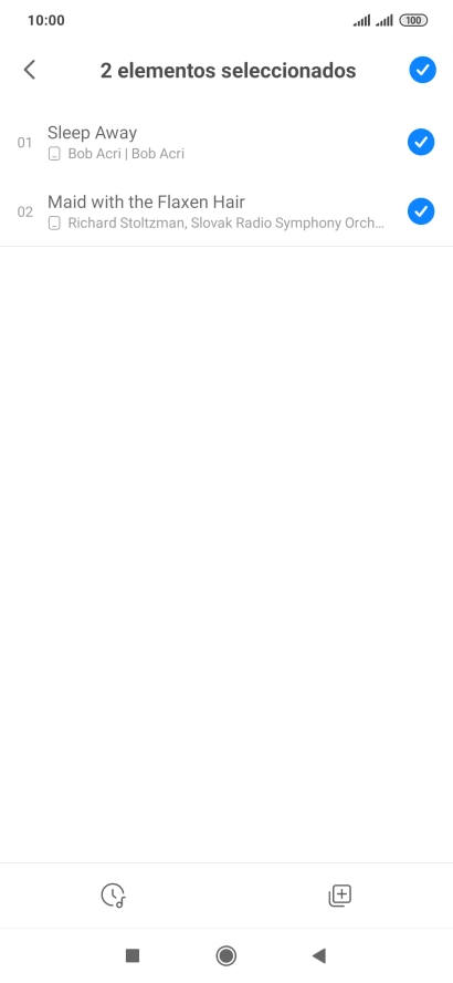 Pulsa los archivos de música deseados para añadirlos.