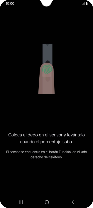 Sigue las indicaciones de la pantalla para crear una huella digital como código de seguridad.