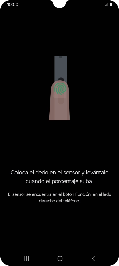Sigue las indicaciones de la pantalla para crear una huella digital como código de seguridad.