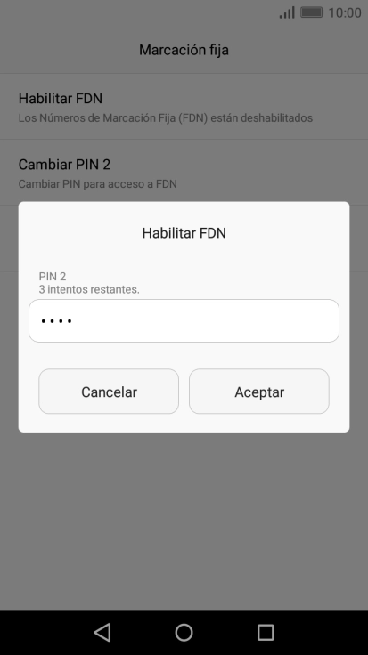 Introduce el código PIN2 y pulsa Aceptar.