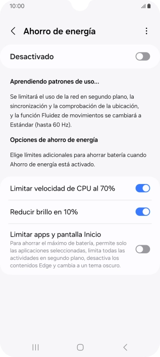 Pulsa el indicador junto a los ajustes deseados.