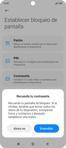 Pulsa Entendido y sigue las indicaciones de la pantalla para crear un código de seguridad del teléfono adicional.