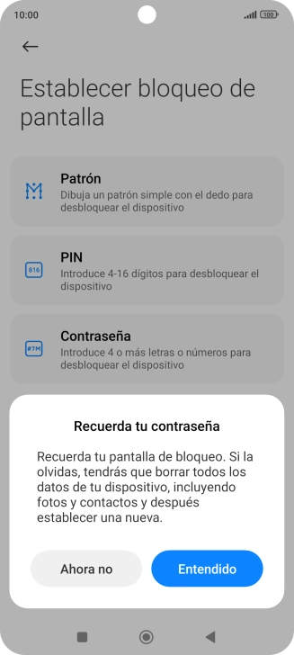 Pulsa Entendido y sigue las indicaciones de la pantalla para crear un código de seguridad del teléfono adicional.