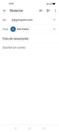 Pulsa en el campo de escritura  y escribe el texto del correo electrónico.