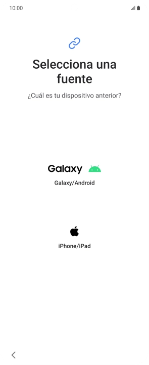 Pulsa el ajuste deseado y sigue las instrucciones de la pantalla para transferir el contenido del otro teléfono.