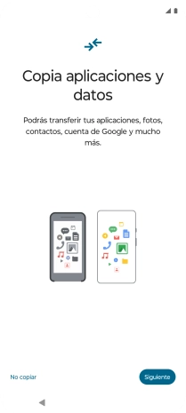 Puedes transferir el contenido de otro teléfono cuando activas tu teléfono por primera vez y cuando lo has restablecido. Cuando aparezca en la pantalla del teléfono esta imagen, ya está listo para la transmisión del contenido del otro teléfono.