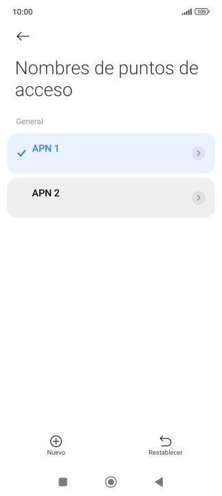 Pulsa la conexión de datos deseada para activarla.