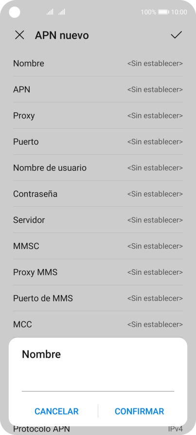 Introduce Vodafone Internet y pulsa CONFIRMAR.