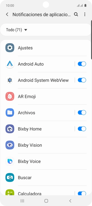 Pulsa el indicador junto a las apps deseadas para activar o desactivar la función.