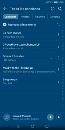 Pulsa una categoría y desplázate al archivo de música deseado.