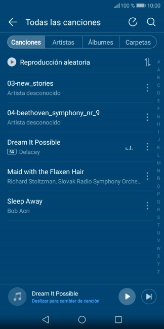 Pulsa una categoría y desplázate al archivo de música deseado.