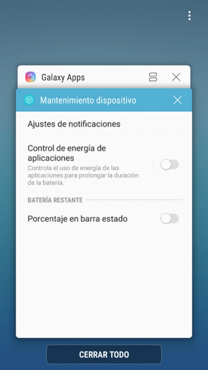 Para cerrar una sola aplicación en ejecución, desliza el dedo hacia la derecha sobre la aplicación deseada.