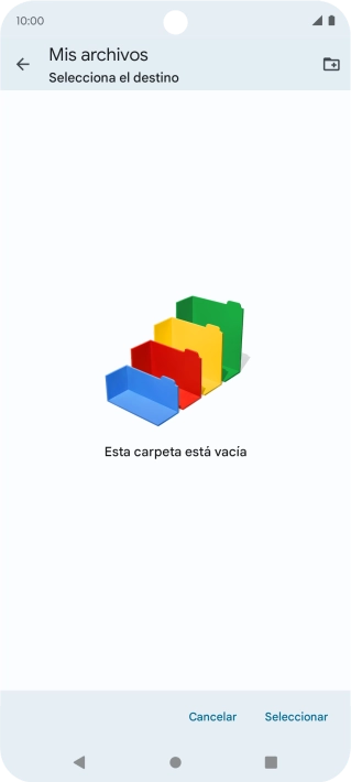 Si deseas crear una nueva carpeta, pulsa el icono de nueva carpeta y sigue las indicaciones de la pantalla para crearla.
