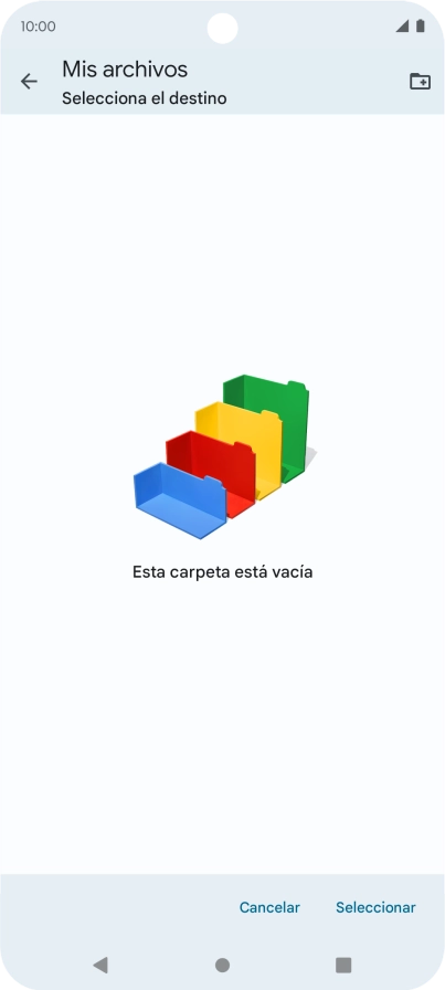 Si deseas crear una nueva carpeta, pulsa el icono de nueva carpeta y sigue las indicaciones de la pantalla para crearla.