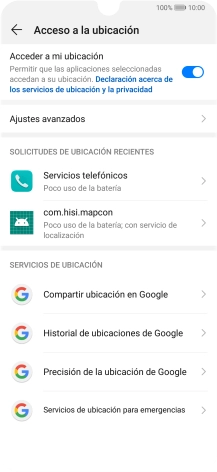 Pulsa Precisión de la ubicación de Google.
