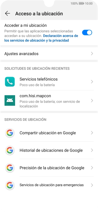 Pulsa Precisión de la ubicación de Google.