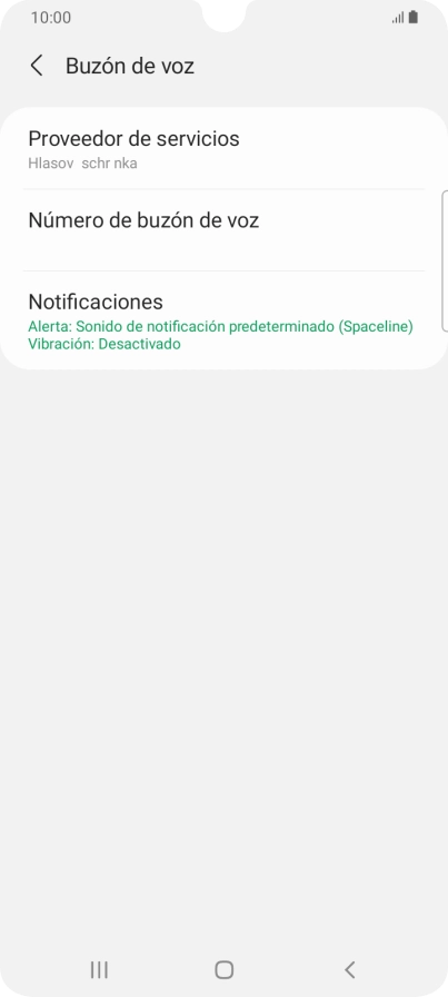 Pulsa Número de buzón de voz.
