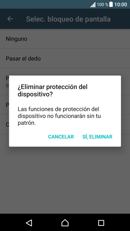 Pulsa SÍ, ELIMINAR.