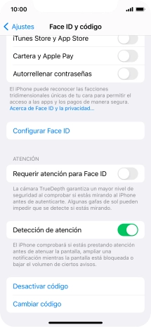 Pulsa Desactivar código e introduce el código de seguridad.