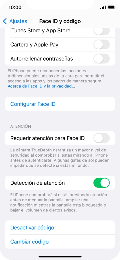 Pulsa Desactivar código e introduce el código de seguridad.