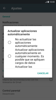 Para desactivar la actualización automática de apps, pulsa No actualizar las aplicaciones automáticamente.