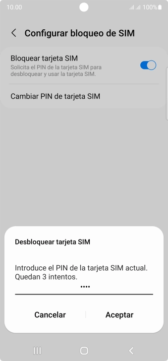Introduce tu código PIN y pulsa Aceptar.