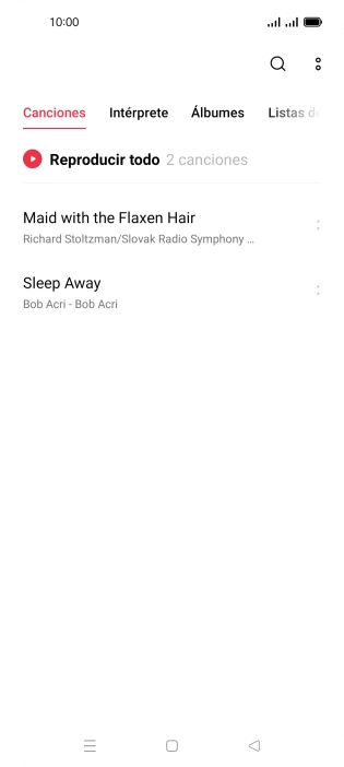 Pulsa una categoría y desplázate al archivo de música deseado.