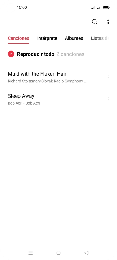 Pulsa una categoría y desplázate al archivo de música deseado.
