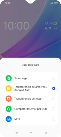 Pulsa Transferencia de archivos / Android Auto.